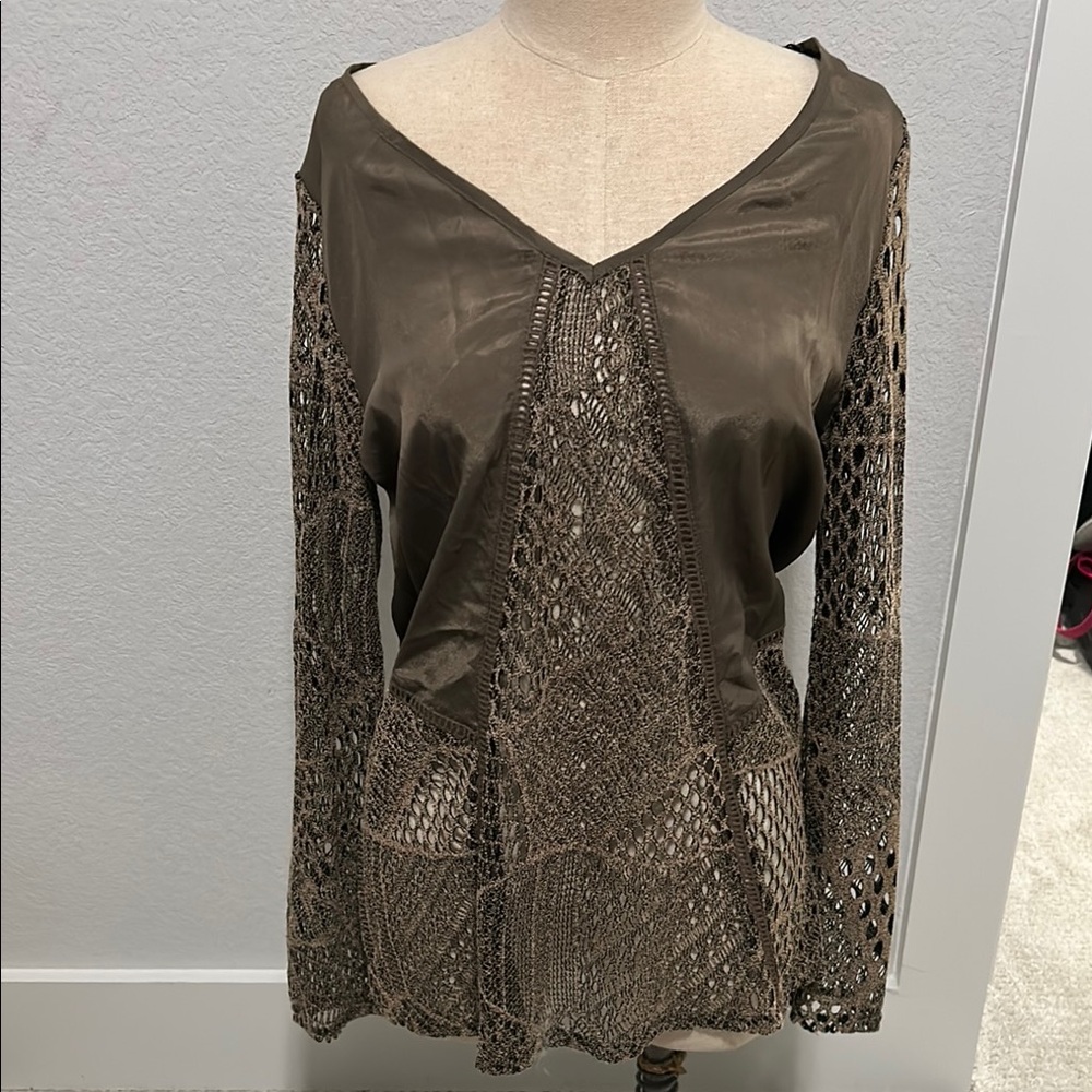 Elegant Brown Lace Women's Top